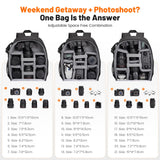 Cwatcun Camera Backpack Bag Professional for SLR DSLR Mirrorless Camera Waterproof Camera Case Compatible with Sony Canon Nikon Camera and Lens Tripod Accessories (Ⅱ Small Black)