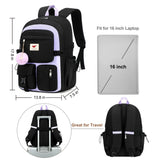 Laptop Backpack 15.6 Inch Kids Elementary Middle High School Bag College Backpacks Anti Theft Travel Back Pack Large Bookbags for Teens Girls Women Students (Black Purple)