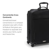 TUMI - Voyageur Leger 4 Wheeled Luggage - Women's Lightweight and Spacious, Sleek Silhouette, Durable Premium Suitcase - 21.8" Continental Expandable Carry-On, Black with Gunmetal Hardware