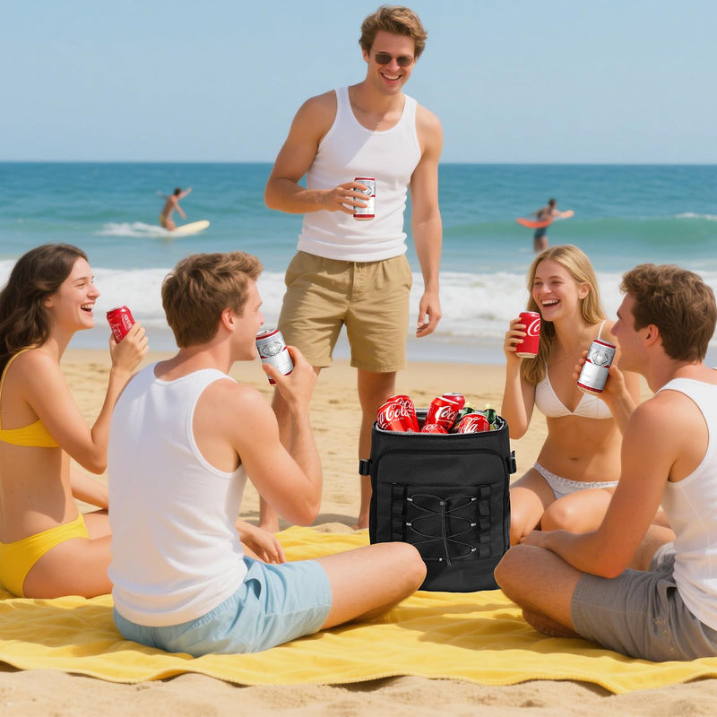 MIYCOO Cooler Backpack - 40 Cans Insulated Backpack Cooler for Men & Women, Portable 2 Leak Proof Compartments Coolers Bag for Beach Travel Picnic Lunch Hiking BBQ Camping, Black, 28L