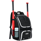 Ciihars Youth Baseball Bag - Baseball Backpack Bat & Glove Holder, T-Ball & Softball Equipment & Gear,Large Main Compartment for Helmet & accessories, Fence Hook，Insulation Pocket (black)