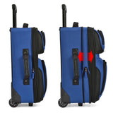 U.S. Traveler Rio Lightweight Softside Rolling Carry-on Suitcase, 2-Wheel Single, Royal Blue