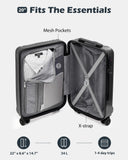 Coolife Luggage PC+ABS Hardshell Suitcase with TSA Lock, Spinner Carry On Lightweight (grey, S(20in_carry on))