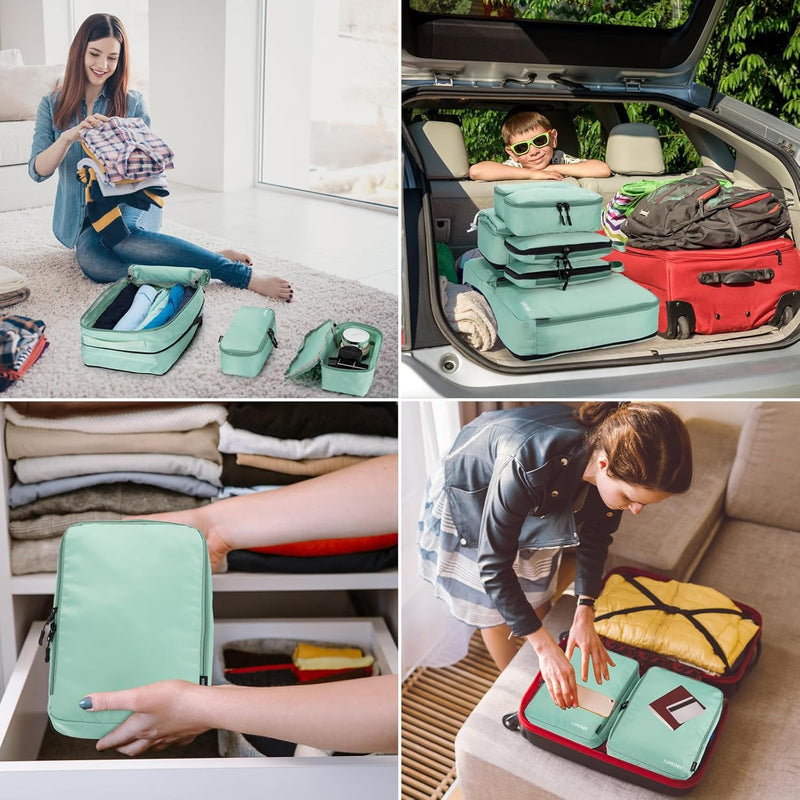 Velaybor 8 Set Compression Packing Cubes for Travel, Waterproof Luggage Organizers, Suitcase Organizer Set for Carry-On & Checked Baggage, Travel Accessories for Men & Women