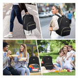 MATEIN Work Backpack with Lunch Compartment, Insulated Quilted Lunch Backpack for Women, Water Resistant Lunchbox Back Pack for Nurse, 15.6 Inch Teacher Work Bag for Office Business Commuting, Black