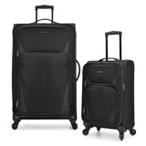 U.S. Traveler Aviron Bay Expandable Softside Luggage with Spinner Wheels, Black, 2-Piece Set