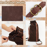 GORGECRAFT Medieval Backpack Drawstring Fibre Bag with PU Leather Straps and Alloy Clasps Portable Pouch for Viking LARP Renaissance Outdoor Activities Cosplay Gym Workout Saddle Brown 18x10.8 inch