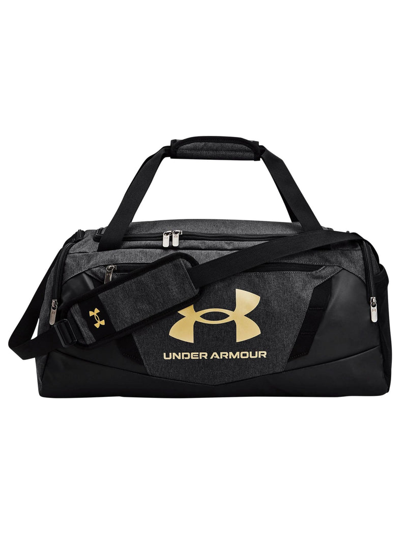 Under Armour Unisex-Adult Undeniable 5.0 Duffle, Black Medium Heather (002)/Metallic Gold, Small
