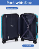Coolife Hardside Carry-On Luggage with TSA Lock, Spinner Wheels, Telescopic Handle, Lightweight Suitcase (Lake Blue, S(20in_carry on))