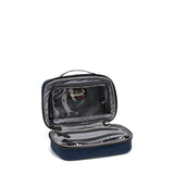 TUMI - Alpha Split Travel Kit - Compact Toiletry Bag for Men & Women - Features Removable Leather Handle & 3 Zip Pockets - Navy