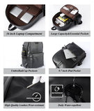 MATE ELAN Pu Leather Laptop Backack For Men Women Classic Water-Resistant Purse Airplane Travel Backpacks Work Business Bag Black