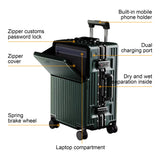 AIWEINY Zipperless Luggage, Polycarbonate Aluminum Hard Shell, Expandable Carry-On Suitcase with Spinner Wheels, Hard Shell Suitcase, 20 Inch Cabin