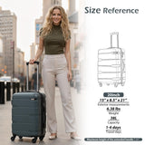 Coolife Carry On Luggage 22x14x9 Airline Approved Hardside PC+ABS Suitcase with TSA Lock, Lightweight Rolling Travel Luggage with Spinner Wheels(Teal, 20in)