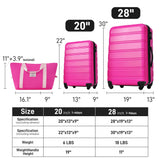 Merax Luggage Sets 2 Piece with Bag, Suitcase Set Carry On Travel Luggage TSA Lock Spinner Wheels Hardshell Lightweight, 20 inch 28 inch, Rose Red (3 Set)