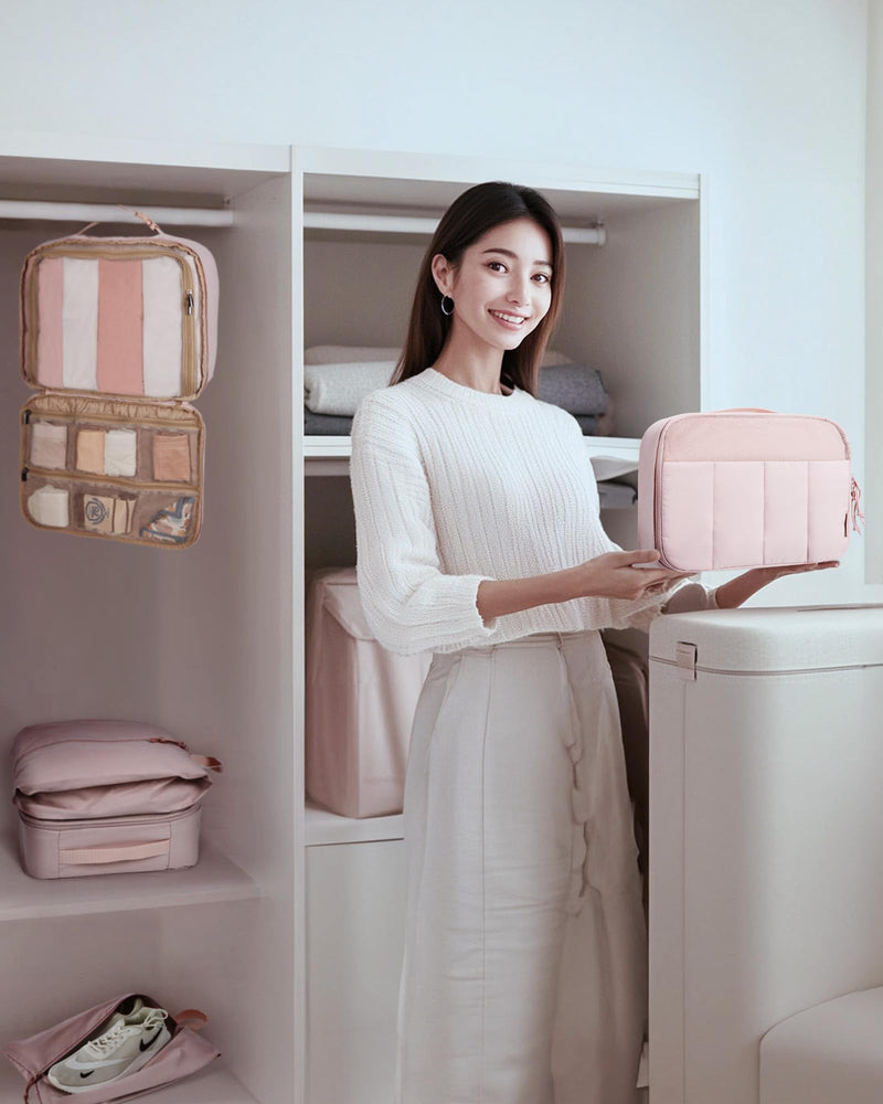 BAGSMART Compression Packing Cubes for Travel, 6/5/4set Lightweight Packing Organizers, Summer Travel Essentials Suitcase Organizer Bags Set, Standard 5 Set/White Opal