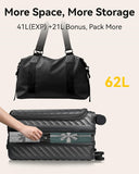 Carry On Luggage with Front Compartment and Cup Holder, KVF Expandable PC Hard Shell Suitcase with Front Pocket (FX-Plus, Gunmetal, 2-Piece (20/Tote))