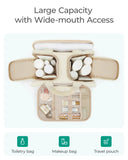 BAGSMART Travel Toiletry Bag, Puffy Large Toiletry Bag for Women, Lightweight Cosmetic Makeup Bag Organizer with Handle for Traveling, Accessories, Essentials, Toiletries (Green)