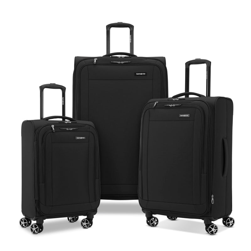 Samsonite Saire LTE Softside Expandable Luggage with Spinner Wheels, Black, 3-Piece Set (Carry On/Medium/Large)