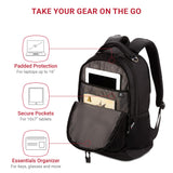 SwissGear 5505 Cecil 16” Laptop Backpack Black – Daily Laptop Bag with Gear Attachment Options – Multiple Organizer Pockets & Padded Shoulder Straps