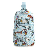 Vera Bradley Women's Disney Premium Cotton Lorman Sling Backpack, Ski Weekend Mickey and Friends, One Size