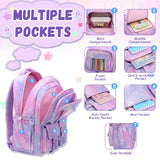 PIG PIG GIRL Kids Backpack for Girls - School Bags for Middle School Students - Book Bag for Elementary Primary - Kawaii Ita Backpack - Purple