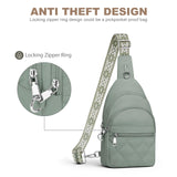SYTRAH Sling Bag for Women, Anti-Theft RFID Crossbody Bag Nylon Sling Purse for Travel, Puffy Small backpack for Daily Hiking Sports Green