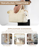 ONECUTE Dog Purse Carrier for Small Dogs Rabbit cat with Large Pockets, Cotton Bag, Dog Carrier Soft Sided, Collapsible Travel Puppy Carrier (Beige, 13.6" L x 6.5" W x 10" H)