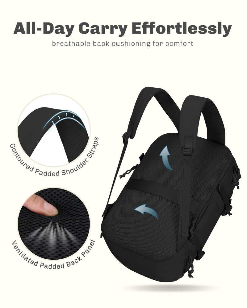 Hynes Eagle Travel Laptop Backpack 16 inches Lightweight Flight Approved Carry on Personal Item Bag Weekender Bag Daypack 20L Black