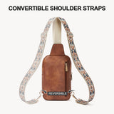 BOSTANTEN Sling Bag Quilted Crossbody Bags for Women Cross Body Purse PU Leather Fanny Pack with Adjustable Guitar Strap