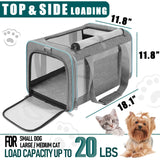 GAPZER Pet Carrier for Large Cats 20 lbs+ / Soft Sided Small Dog Travel Carriers Top Load/Collapsible Carrier Bag for Big Cat / 2 Kittens Sturdy Transport Carriers Long Trips/Medium Cats 15 pounds