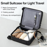 Hanke 14 Inch Underseat Carry On Luggage with Wheels Hard Shell Suitcases Carry On Bag Lightweight Small Mini Suitcase Tsa Luggage for Travel.（Jet Black）