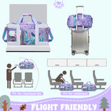 Inprof 3-Piece Luggage Set: 16'' Hardside Spinner Wheels Kids Carry On Suitcase, Duffle Bag, Neck Pillow & Free Luggage Tag - Pink, Mermaid Pattern