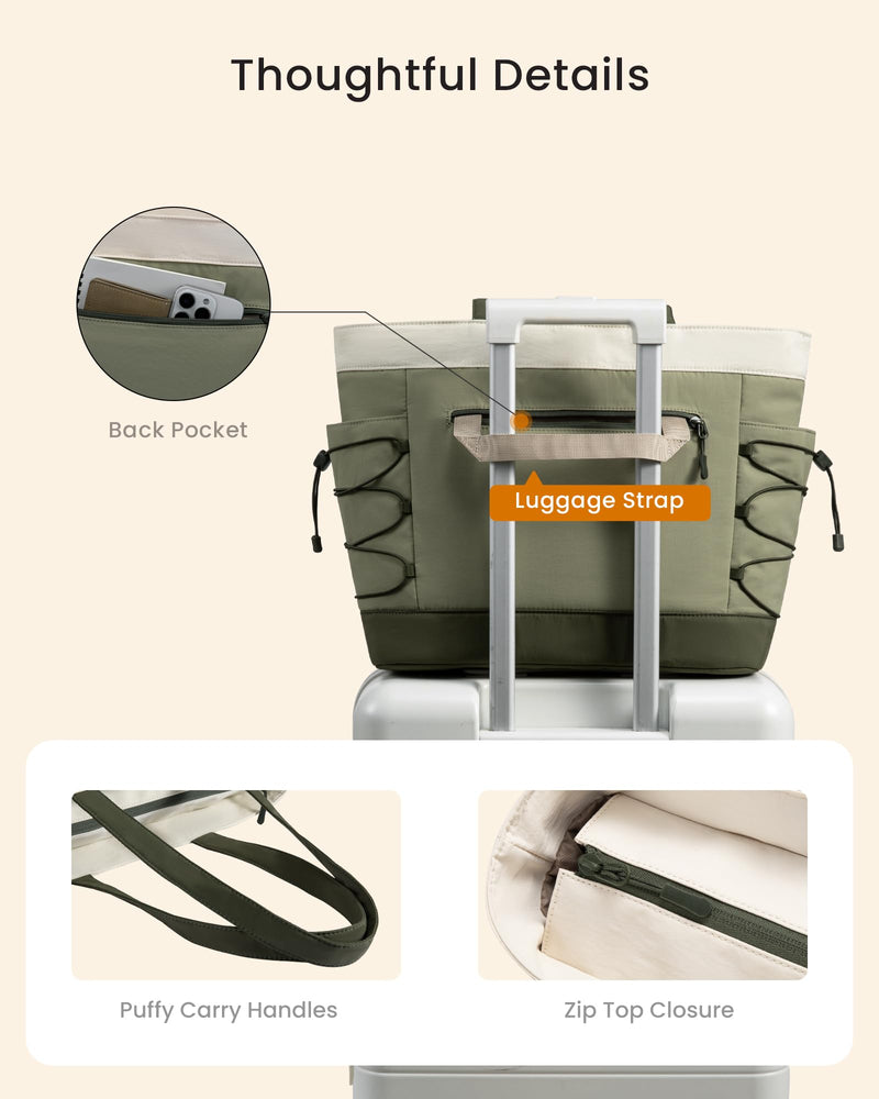 LOVEVOOK Tote Bag for Women, Puffer Tote Bag with Large Cup Holder, Lightweight Shoulder Bag Handbag for Travel, Work, Gym