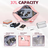 TOPBAG Travel Duffle Bag, Waterproof Weekender Carry On Tote Bags for Women, Sport Gym Bag for Men, Hospital Bag for Labor and Delivery, Overnight Luggage Bag with Trolley Sleeve Coral Pink