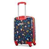 American Tourister Mickey Mouse Carry-On Luggage - Airline Approved, Durable Hardshell with Micky, Donald Duck, Pluto & Goofy - Roll Confidentially with Spinner Wheels & Colorful Adjustable Handle