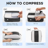 8 Set Compression Packing Cubes for Travel Essentials,Compressible Expandable Packing Cubes for Suitcase,OlarHike Luggage Organizer Bags for Travel,Handy Helper for Organizing Clothes(Black)