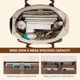 LOVEVOOK Teacher Tote Bag for Women Work, Laptop Bag With Large Cup Holder, Nurse Bags Professional Briefcase Business Computer Purses Bible Handbag Gifts, Black-Beige-Brown, 15.6 Inch