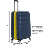 Rockland Melbourne Hardside Expandable Spinner Wheel Luggage, Blue, Checked Large 28"