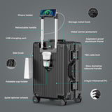 TIYFIY 20 Inch Carry On Luggage with Cup Holder & USB Port, Airline Approved PC Hardshell Suitcase for Business & Weekend Travel, Zipperless Aluminum Frame, TSA Lock & 360° Wheels