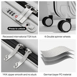 mixi Carry On Luggage Airline Approved 20'' Lightweight Luggage Wide Handle PC Hardshell Suitcases with Spinner Wheels & TSA Lock, Smoke White