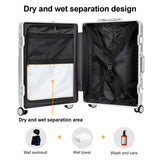 AIWEINY Zipperless Luggage, 22.4" x 15.4" x 9.4" Aviation Certified, Polycarbonate Aluminum Hardshell, Expandable Carry-On Luggage with Spinner Wheels, Hardshell Luggage, 20 Inch Cabin
