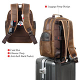 TIDING Men's Vintage Leather Backpack 15.6" Laptop Bag Large Capacity Business Travel Hiking Shoulder Daypacks
