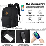 KEOFID Travel backpack for Men and Women, Anti Theft Laptop Backpack with USB Charging Port for Work, Large Bag for College, BLACK BOOK BAG FOR BOYS, GILRS Backpack,Water Resistent(Black)