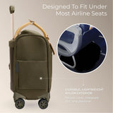 Briggs & Riley Wheeled Cabin Bag - Carry On Luggage for Travel, Suitcases with Wheels, Softside Rolling Bag for Men & Women, Interlocking Handle, Fits up to 13" Laptop - Rhapsody Collection, Olive