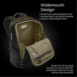 Briggs & Riley Medium Widemouth Backpack - Carry On Travel Backpack for Women & Men, Personal Item Bag, Self-Repairing Zippers, Padded Straps, Fits up to 15.6" Laptop - HTA Collection, Black