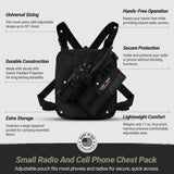 Lone Peak US Made Radio Chest Rig Harness w/phone holster -Sling Bag Alternative Search and Rescue Shoulder Vest - Outdoor EDC Tactical bag for men - Radio Chest Pack for running, hunting, Hiking, EMS