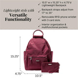 Baggallini All Day Backpack with RFID Phone Wristlet - Lightweight Travel Backpack for Women