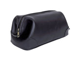 HLC Leather Toiletry Bag for Men Best Gift Premium Genuine Dopp Kit Shaving Kit Organizer Travel Kit Pouch Bag 10 inch Size (Black)