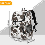 ZAZYXTJ Western Cow Print School Kids Backpack with Reflective Strip for Girls and Boys 6-12 Elementary Student Bookbag Middle School Bags