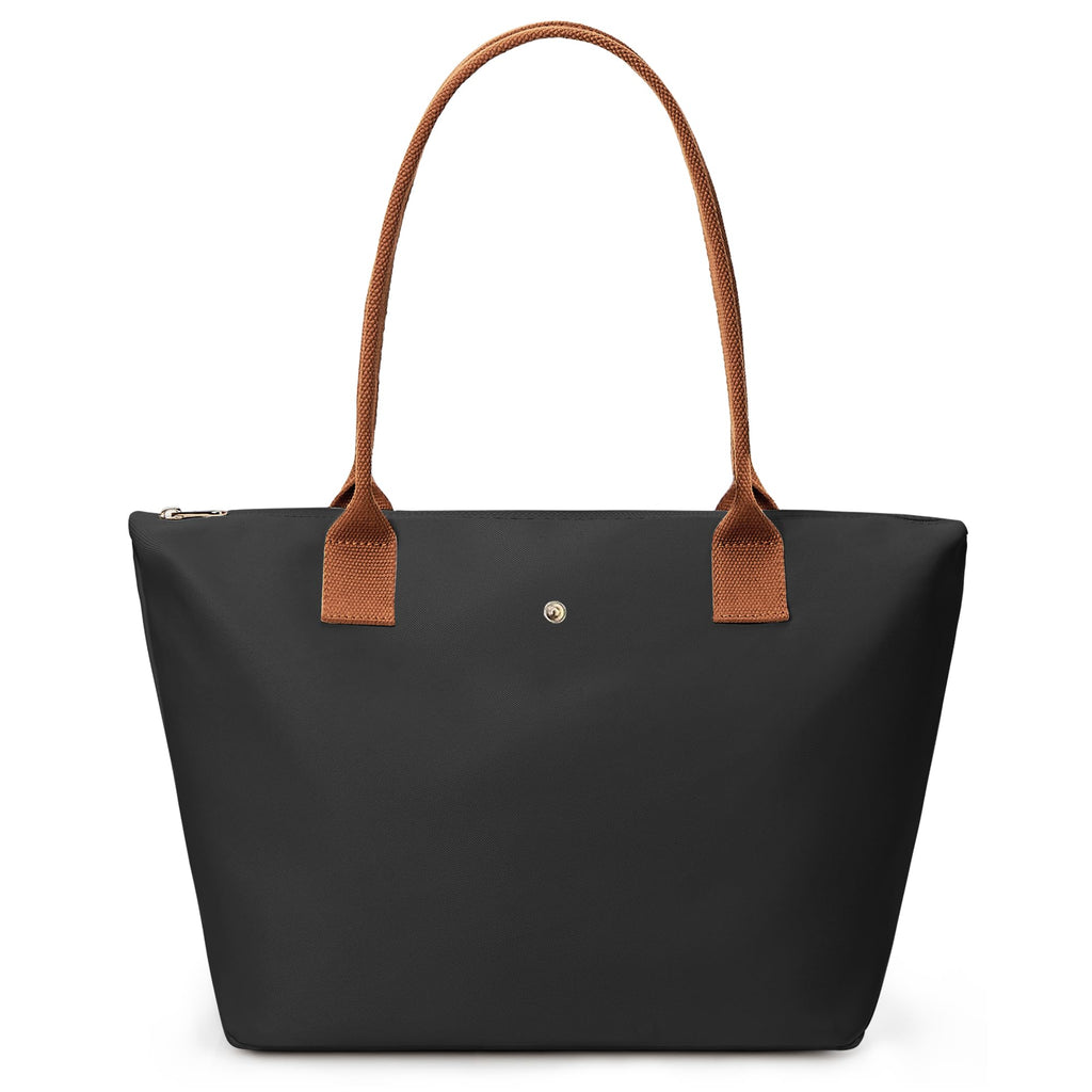 KALIDI Tote Bag for Women Nylon Top-Handle Purse,Large Capacity Shoulder bag,Spacious Hobo handBag with Zipper Leisure Foldable Weekend Black